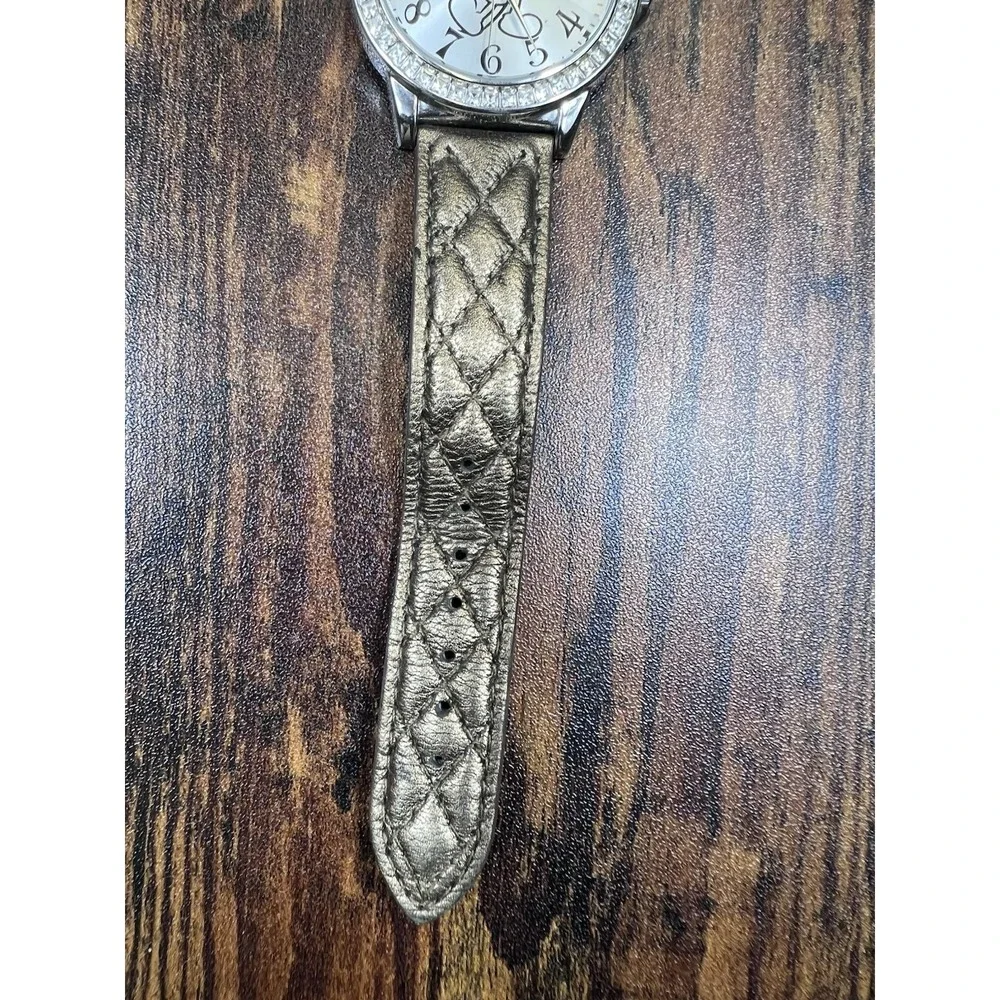 Disney Parks Mickey Mouse Watch Rhinestones Quilted Leather Belt‎ Needs Battery